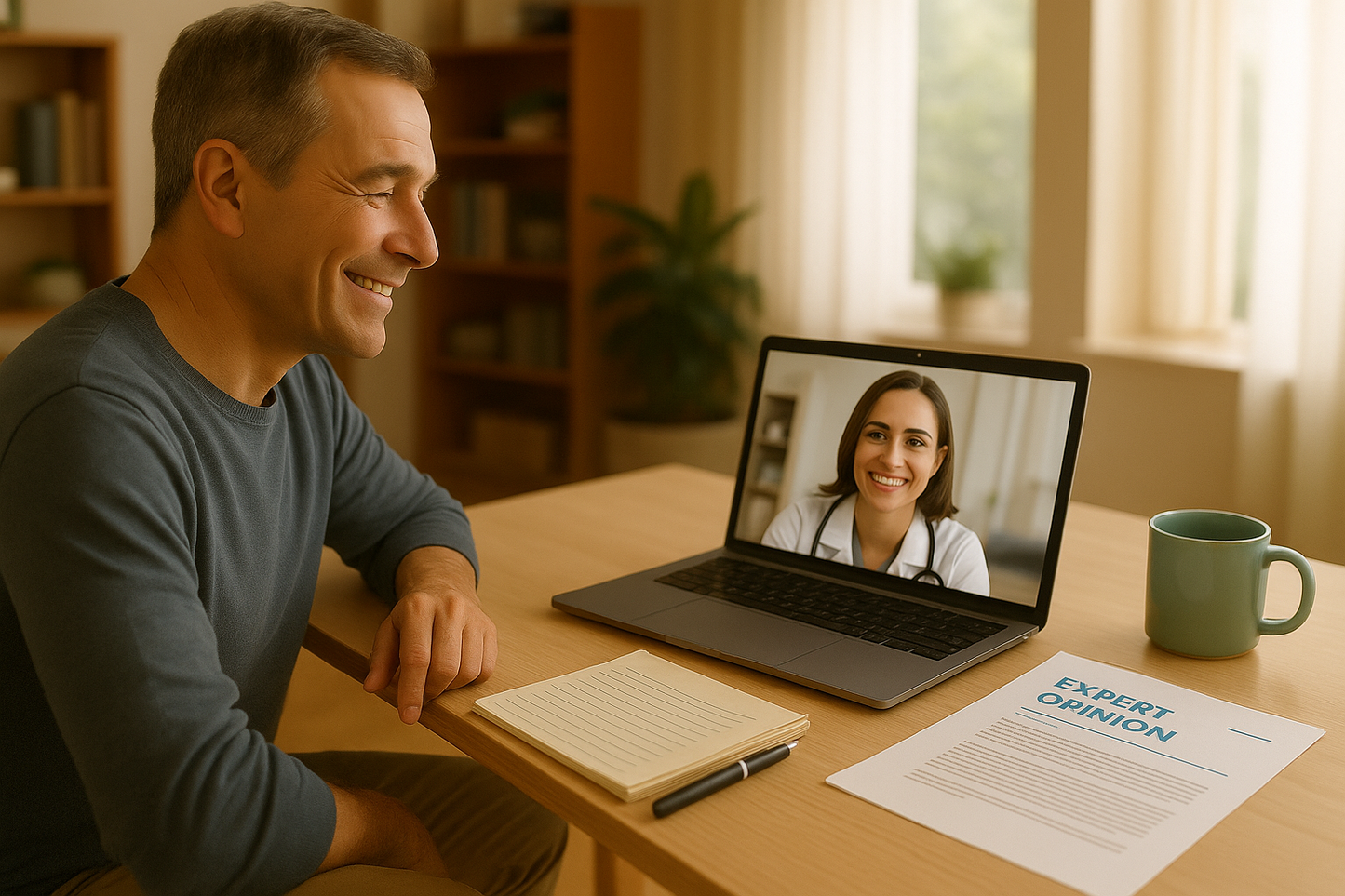 Patient receiving expert medical consultation